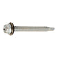 #14-14 x 2-1/2 Inch Zinc Plated Steel #3 Point Indented Hex Washer Head Self-Drilling Tek Screw With Bonded Neoprene Washer