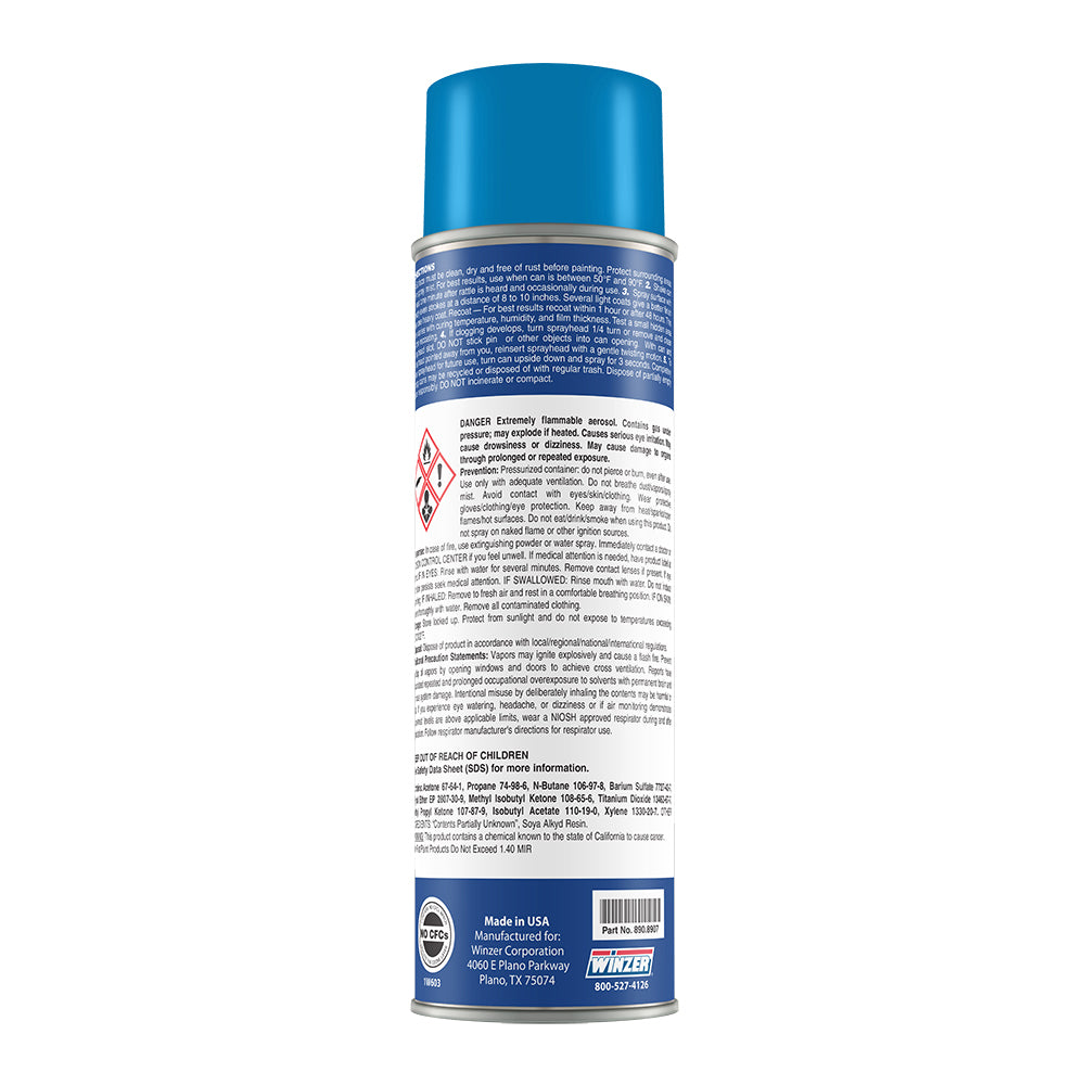 Winzer High Solids Gloss Safety Blue Spray Paint 16 Oz Net Wt - Aerosol