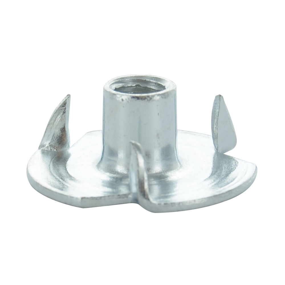 5/16-18 Coarse 4 Prongs Zinc Plated Steel Straight Barrel T-Nut