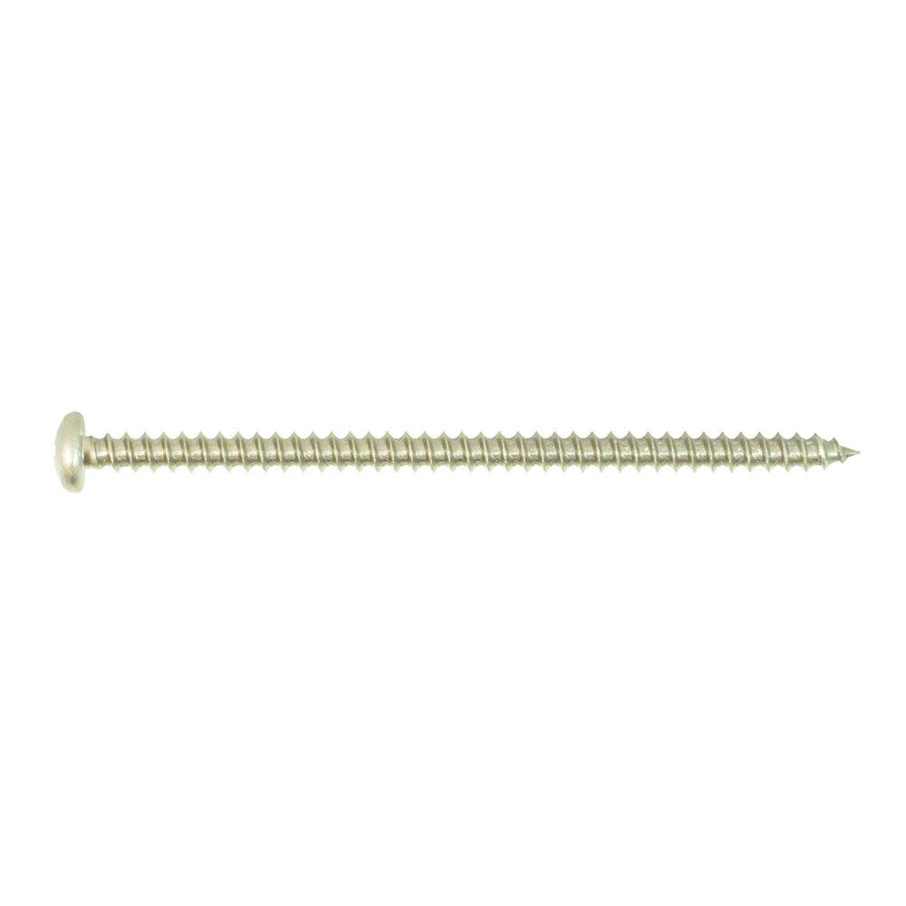 #10-12 x 3-1/2 Inch Plain 18-8 (A2) Stainless Steel Pan Head Type-A Self-Tapping Sheet Metal Screw