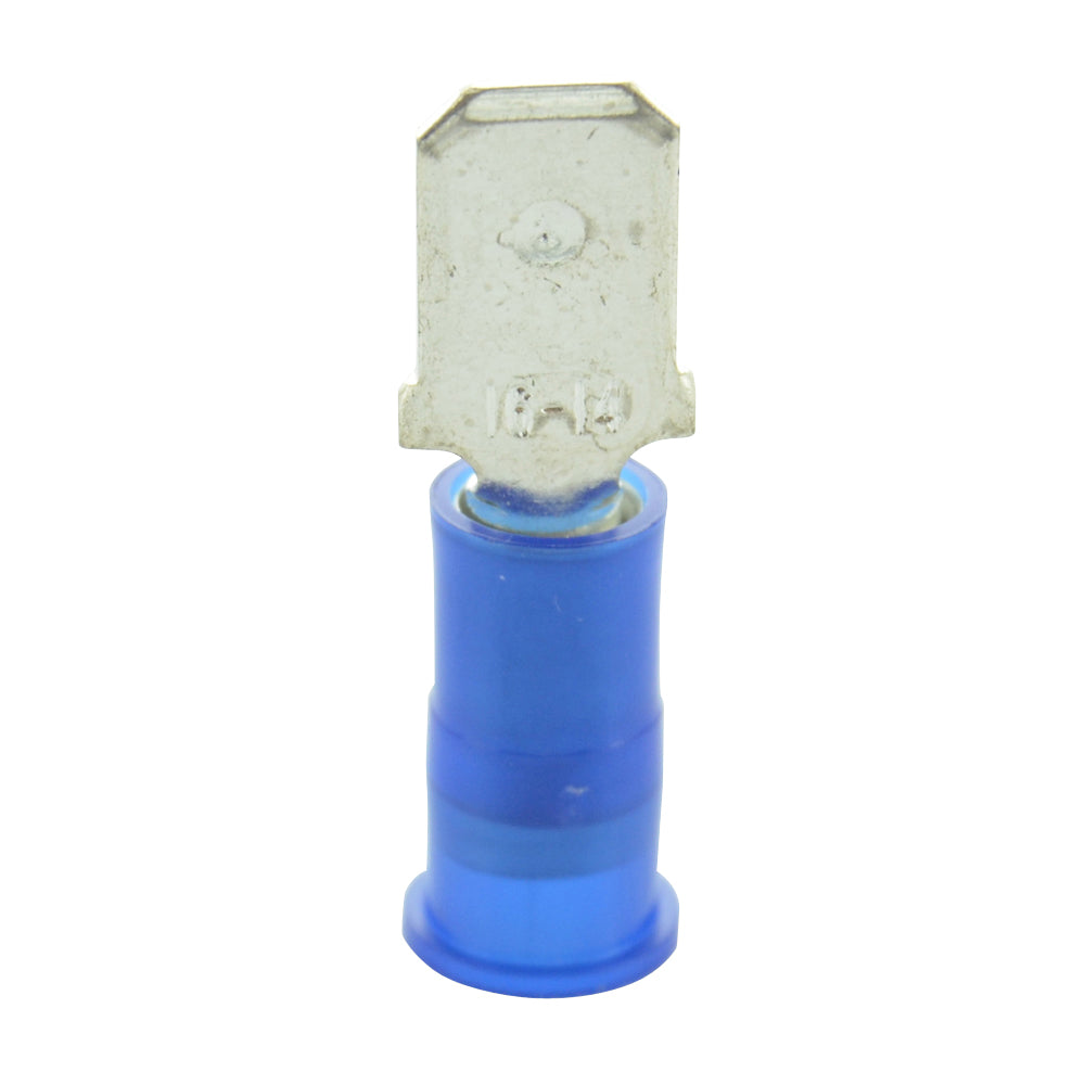 16-14 Gauge Male Quick Disconnect 1/4" Tab Ultra-Tuff Fully Insulated Nylon Blue