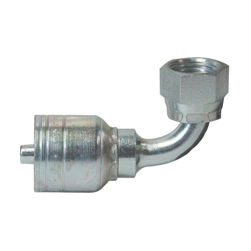 1/2 Inch x 5/8 Inch Female Swivel Short Drop 90 Degree Tube Elbow Yellow Zinc Z Series Weathergrip Crimp