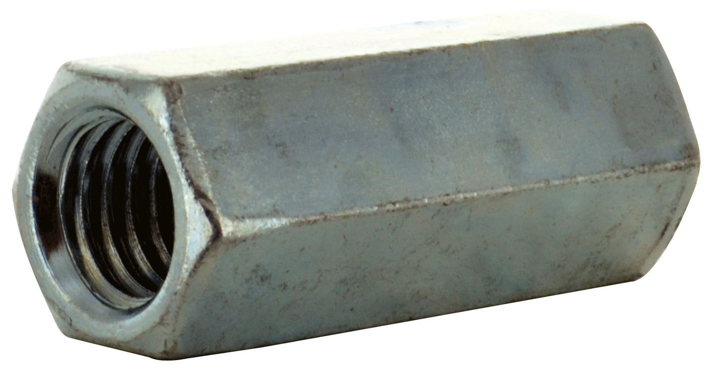 7/16-14 x 1-3/4 Inch Coarse Zinc Plated A563 Grade A Hex Coupling Nut
