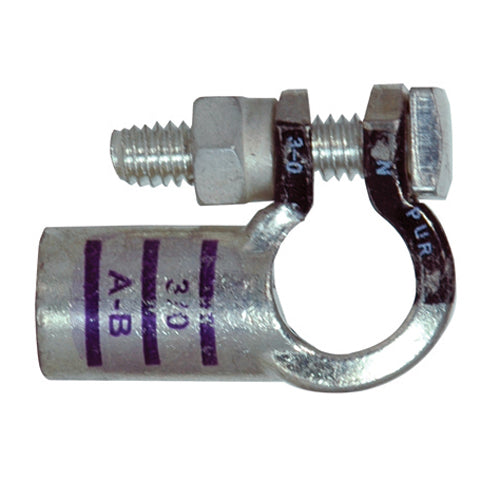 3/0 Awg Purple A-B Electro-Tin Plated Solid Cast Copper Heavy Duty Negative Eco-Max® Left Elbow Terminal