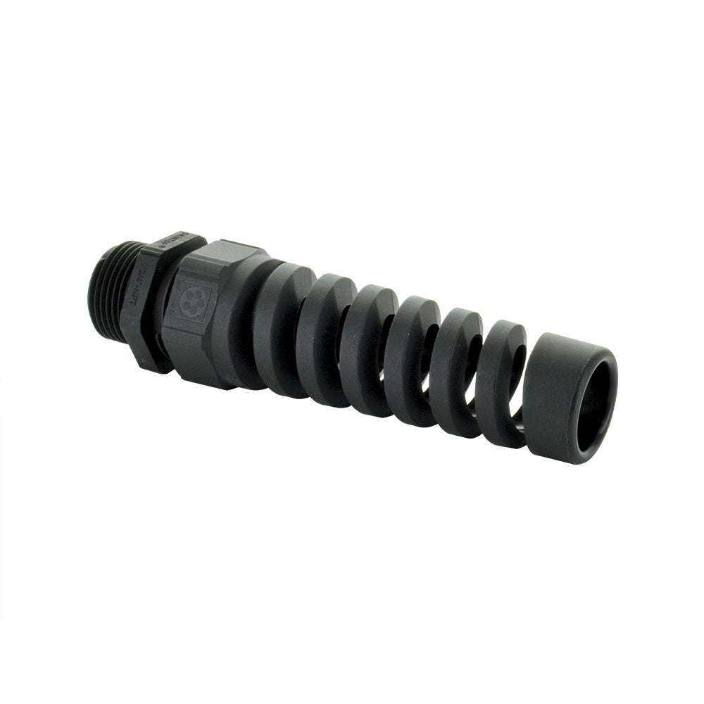 Pg-7 Liquid Tight, Non-Metallic Pigtail Spiral Strain Relief Cable Cord Protector With Nut
