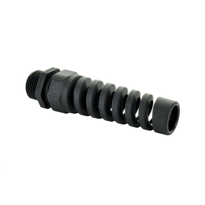 3/4 Inch NPT Threads Liquid Tight- Non-Metallic Pigtail Spiral Strain Relief Cable Cord Protector With Nut - Clearance
