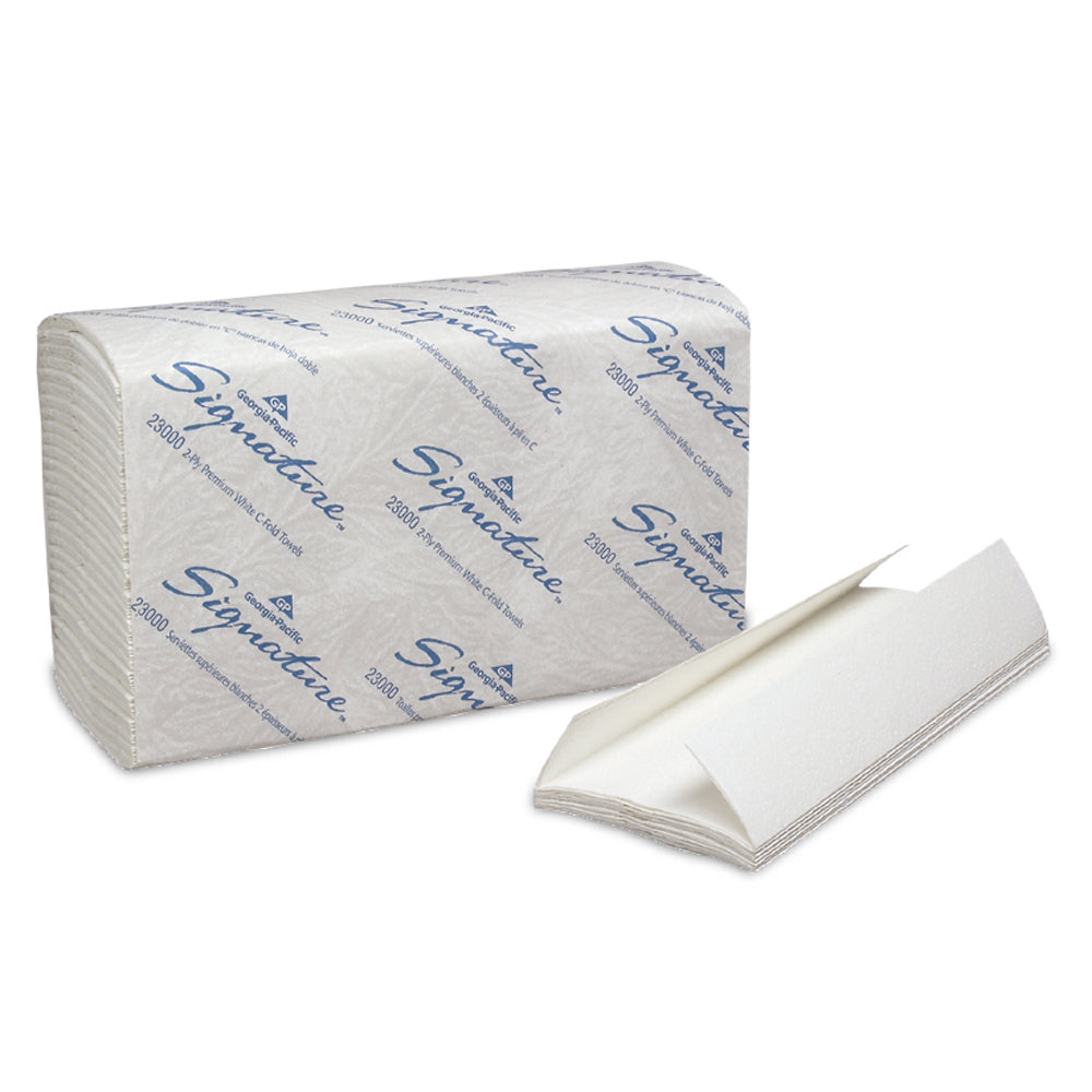 10-1/10 Inch x 13-1/5 Inch Signature 2-Ply Premium C-Fold Paper Towels - 12 Per Case