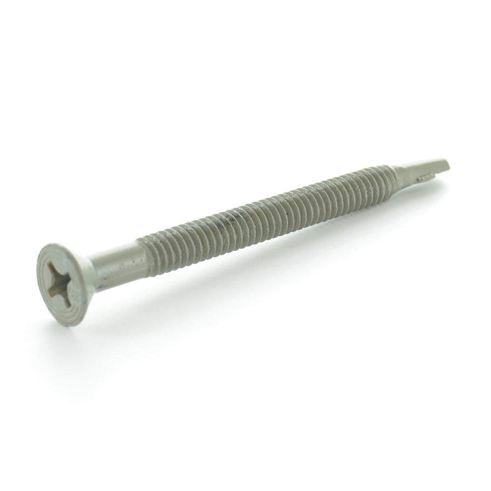 #10-16 x 1-13/16 Inch Zinc Plated Steel #3 Point Flat - Countersunk Head Self-Drilling Tek Screw With Wings
