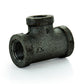 1/2" X 1/2" X 3/8" FNPT Schedule 40 Black Malleable Iron Reducing Tee USA
