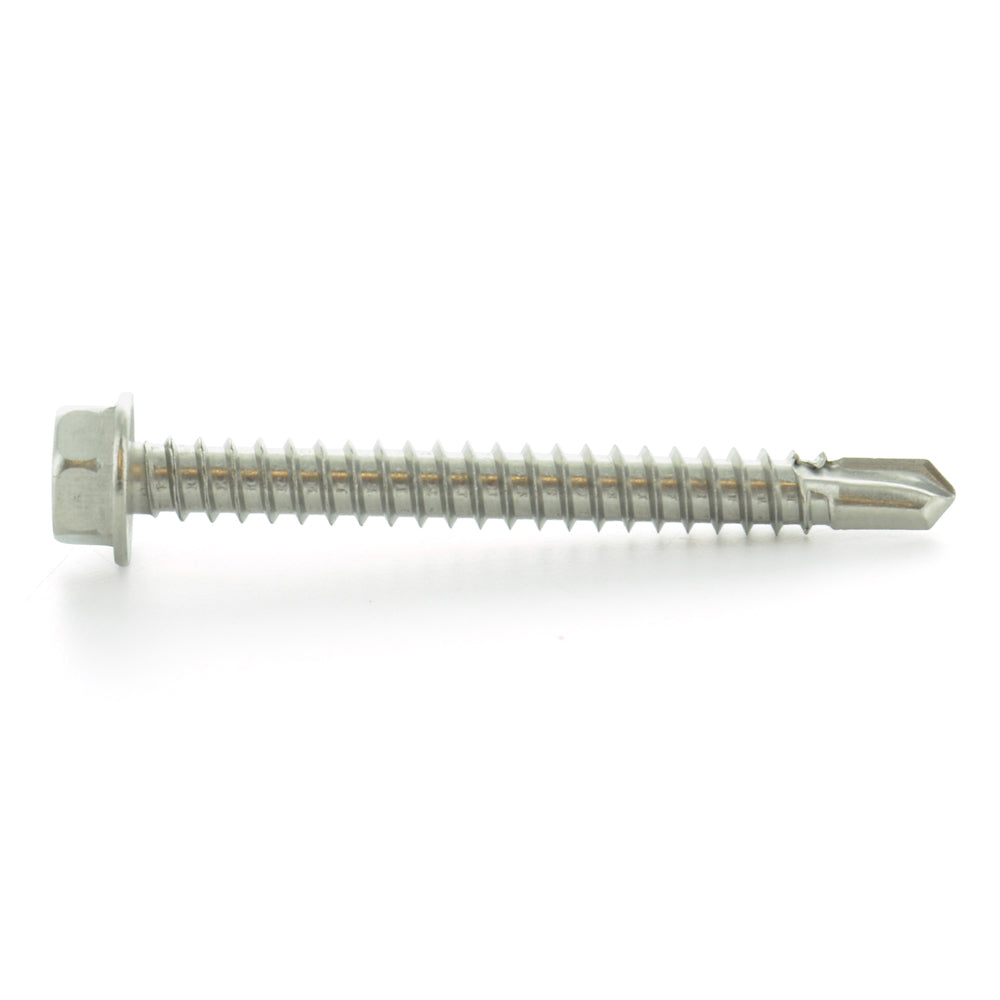 5/16-12 x 1-1/2 Inch Zinc Plated Low Carbon Steel #3 Point Indented Hex Washer Head Self-Drilling Tek Screw