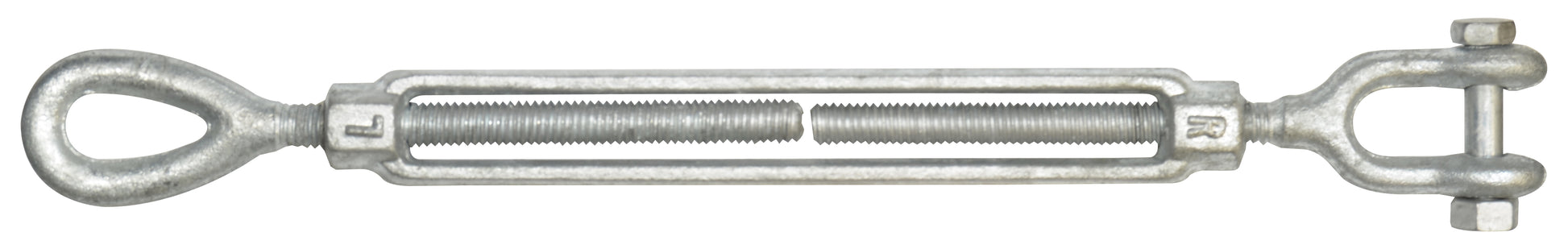1/2 Inch x 9 Inch Hot Galvanized 1030 Carbon Steel Jaw and Eye Turnbuckle
