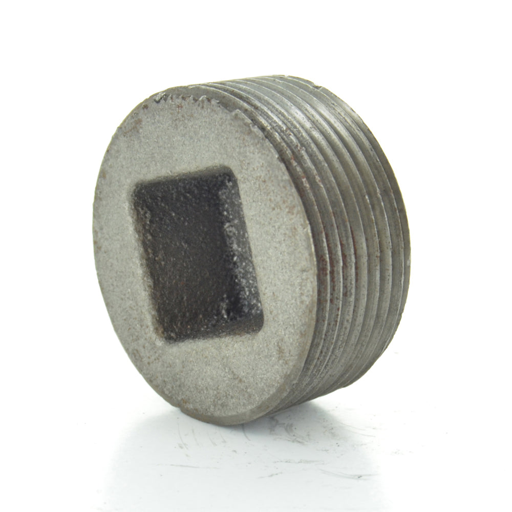1/2 Inch Sch 40 Mnpt Black Welded Malleable Iron Square Head Pipe Plug