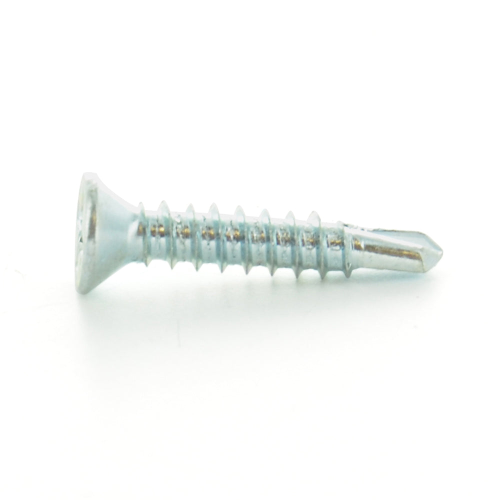 #8-18 x 3/4 Inch Zinc Plated Low Carbon Steel #2 Point Flat - Countersunk Head Self-Drilling Tek Screw