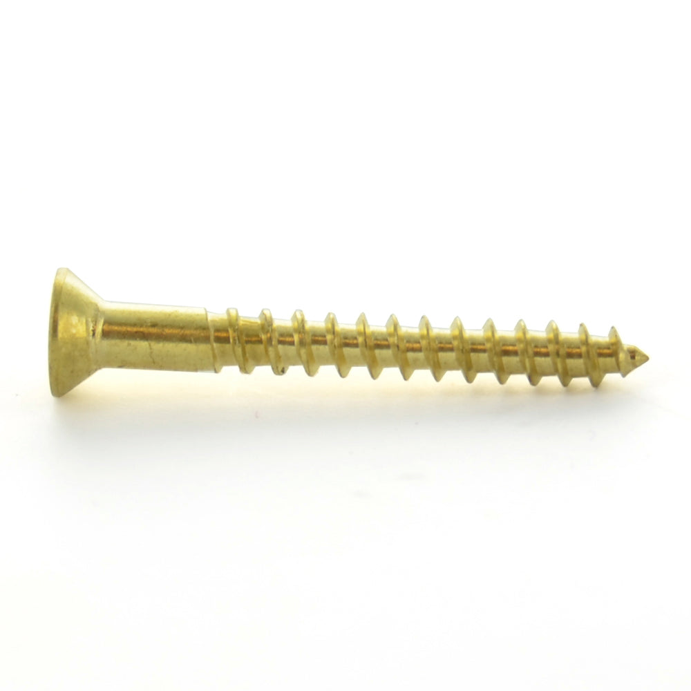 #10 x 1-1/4 Inch Plain Brass Phillips Flat Head Wood Screw