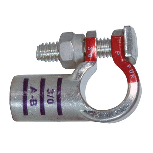 3/0 Awg Purple A-B Electro-Tin Plated Solid Cast Copper Heavy Duty Positive Eco-Max® Left Elbow Terminal
