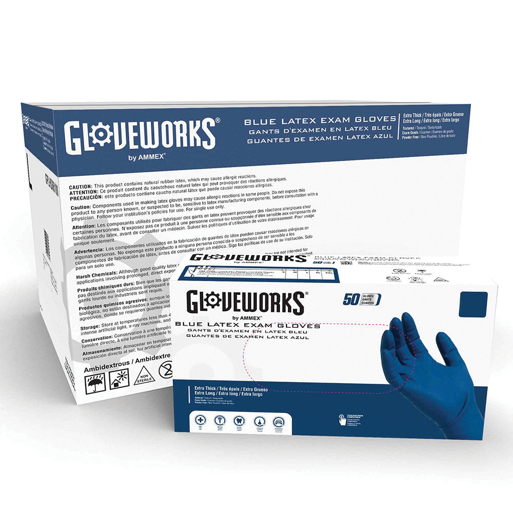 X-Large GlovePlus® Heavy-Duty Powder-Free Latex Exam Gloves - Box of 50