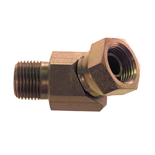 3/8 Inch 10000 psi Zinc Plated Yellow Dichromate Carbon Steel Female Pipe Swivel To Male Pipe 45 Degree Elbow Swivel Adapter