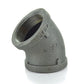 1/2" Schedule 40 Female NPT Black Malleable Iron 45 Degree Elbow
