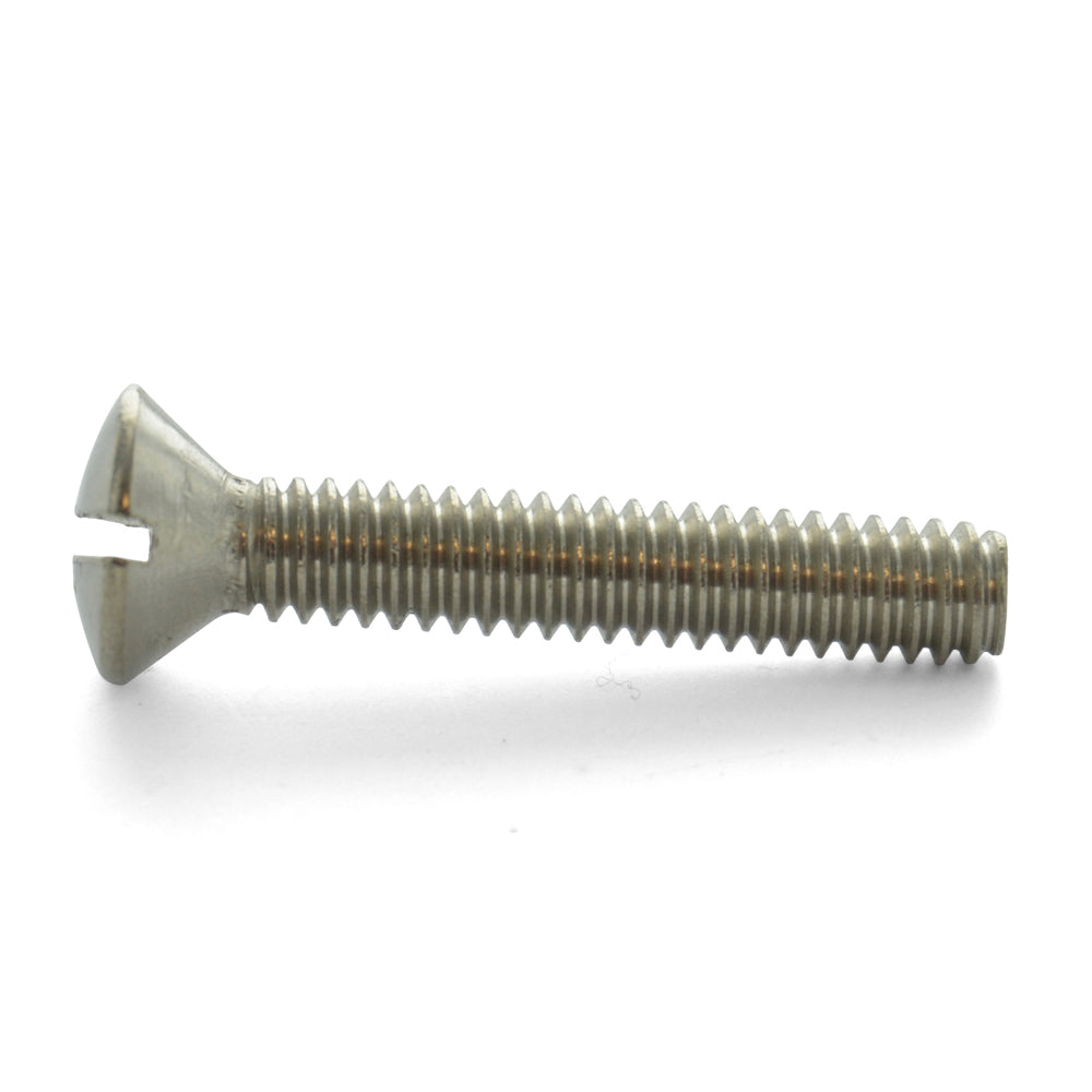 #10-32 x 3/4 Inch Fine Plain 18-8 (A2) Stainless Steel Slotted Drive Oval Countersunk Head Machine Screw