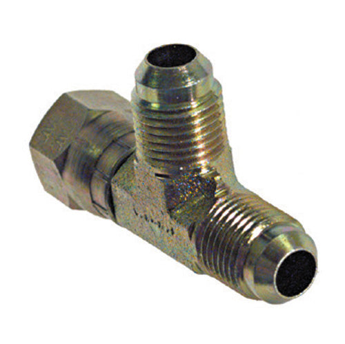 3/4 Inch 10000 psi Zinc Plated Yellow Dichromate Carbon Steel Swivel Nut Run Tee