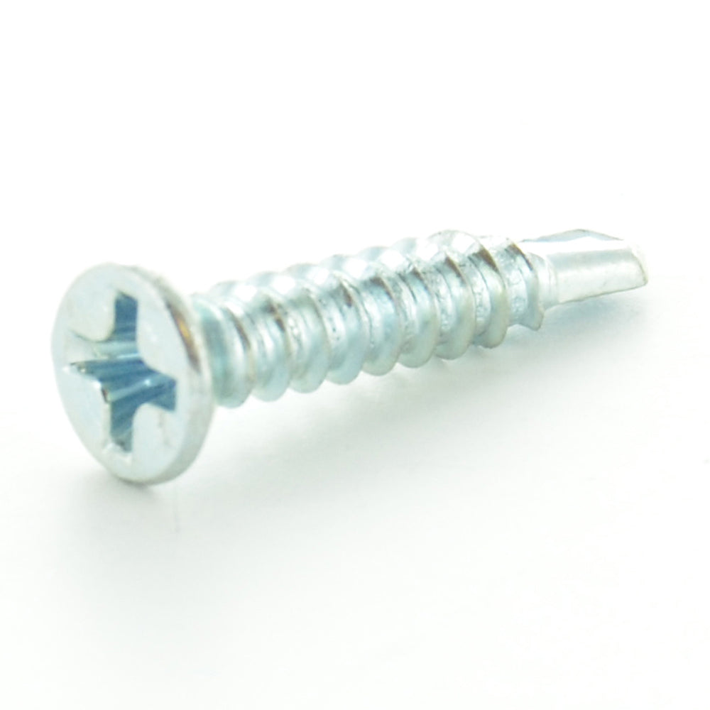 #8 x 5/8 Inch Zinc Plated Low Carbon Steel #2 Point Flat - Countersunk Head Self-Drilling Tek Screw
