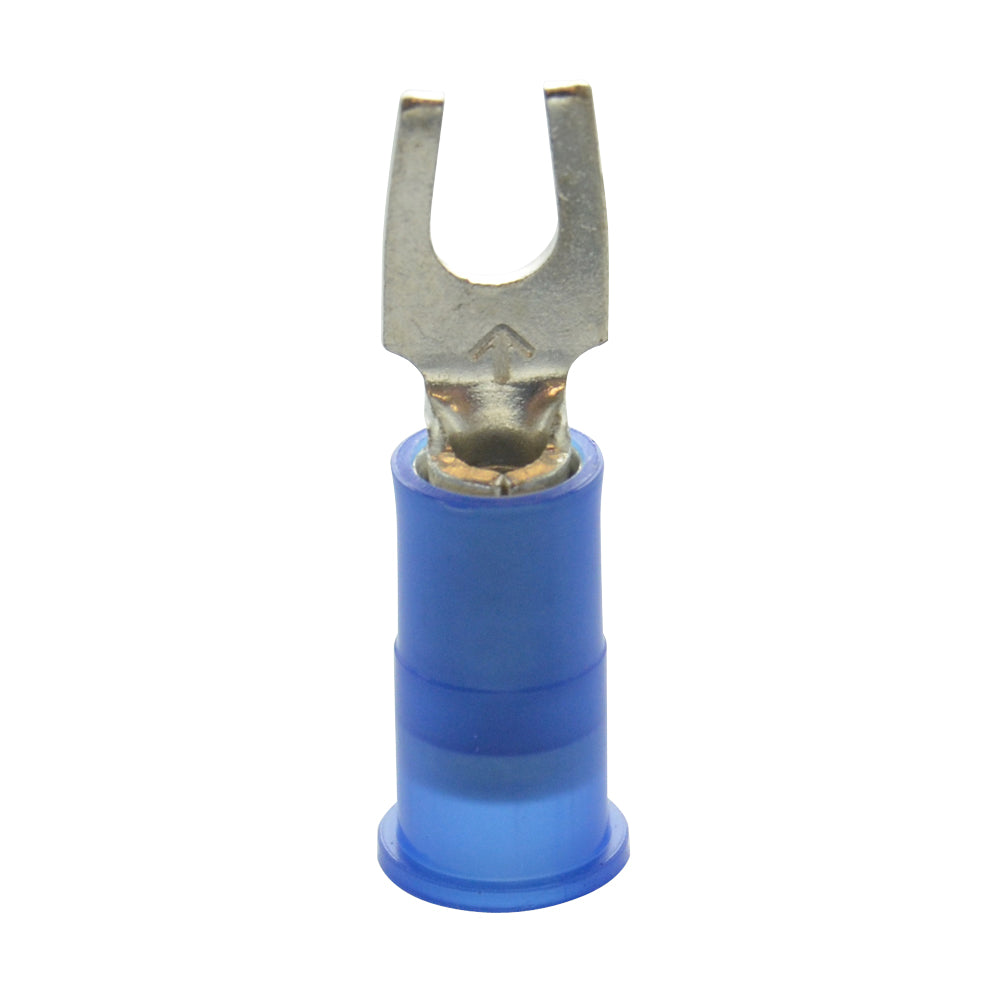 16-14 Awg #6 Stud Blue Nylon Insulated Block Fork Terminal