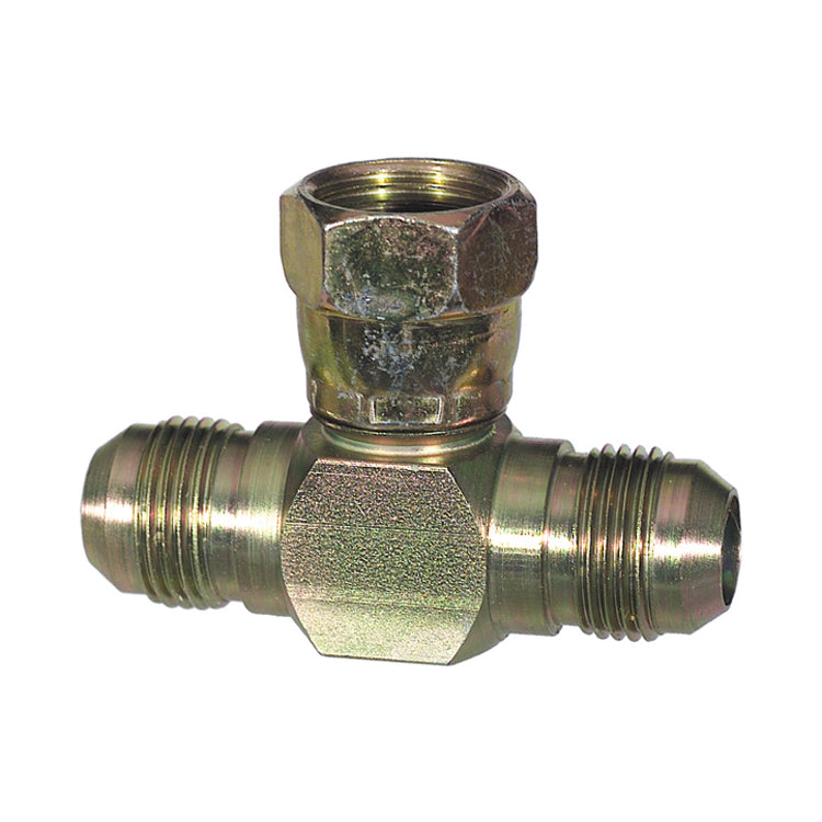 3/8 Inch 5000 psi Zinc Plated Yellow Dichromate Carbon Steel Jic 37Degree Swivel Nut Branch Tee