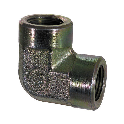 3/4 Inch x 1/2 Inch 3000 psi Zinc Plated Yellow Dichromate Carbon Steel 90 Degree Elbow