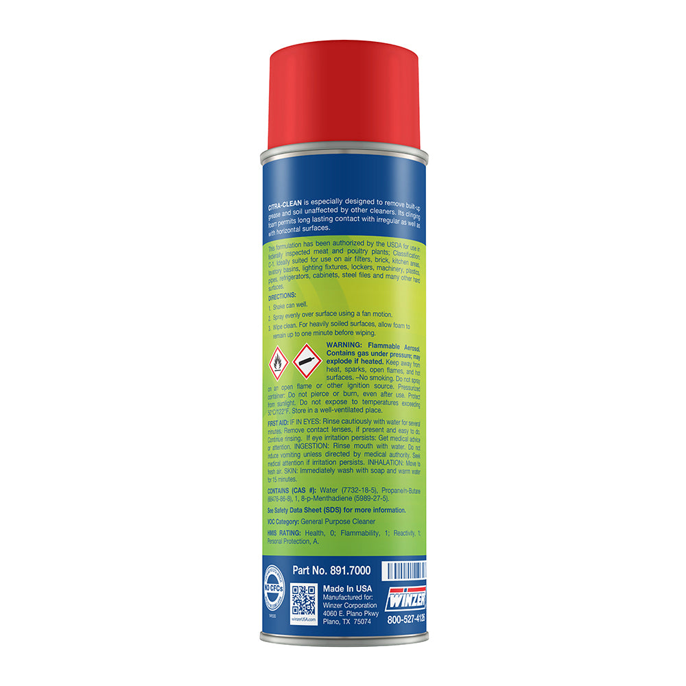 Winzer Citra Clean Foaming Citrus Cleaner & Degreaser  - 18 Oz Net Wt. Aerosol