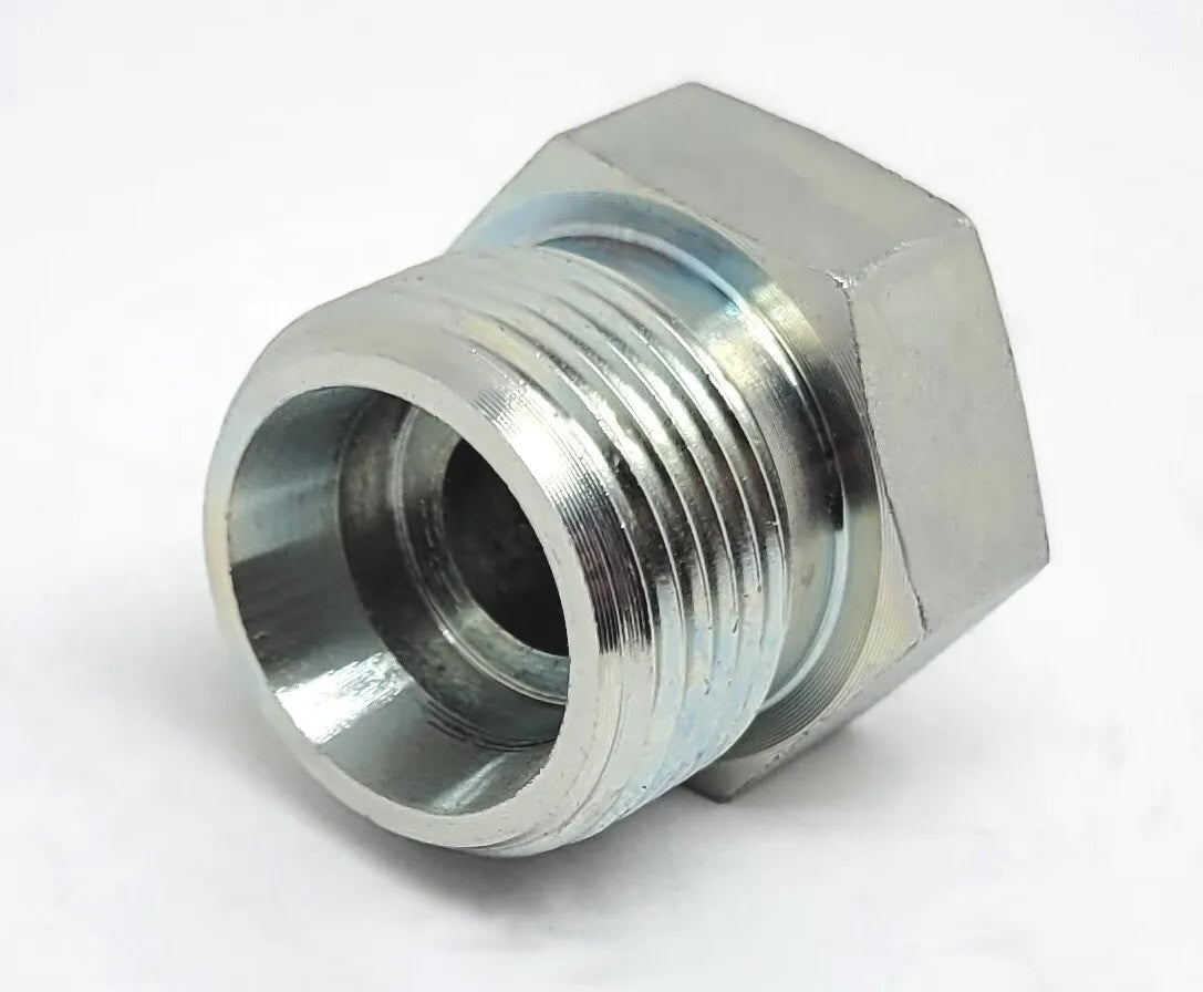 M18 10000 psi Zinc Plated Yellow Dichromate Carbon Steel Pipe Metric Adapter - Light Din 24 Degree Cap