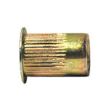 M5 x 0.8 Yellow Zinc Plated C1010/C1008 Steel Thin Head Knurled Nut Sert