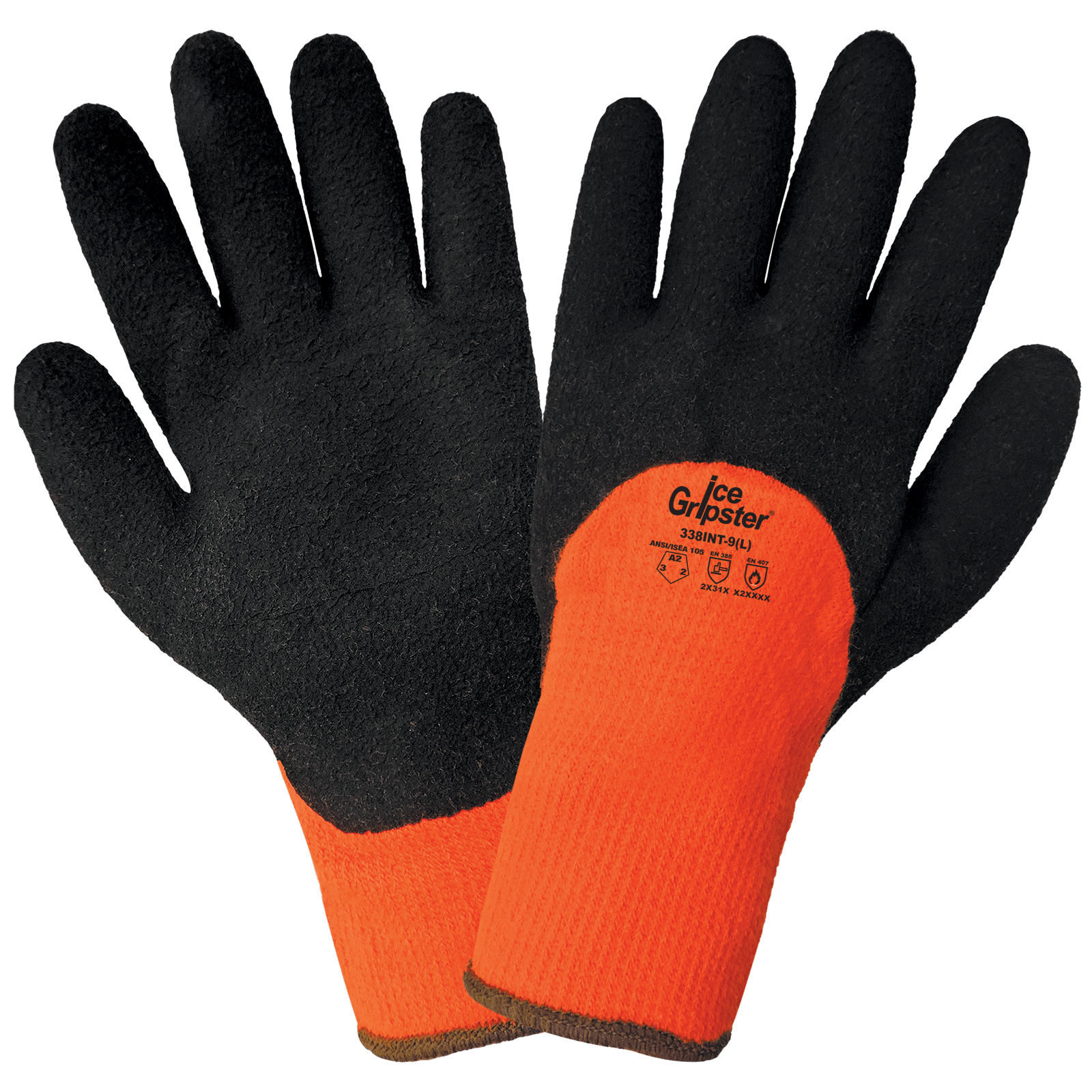 Ice Gripster Three-Quarter Foam Rubber Coated Palm High-Visibility Low Temp Gloves with Cut, Abrasion, and Puncture Resistance X-Large