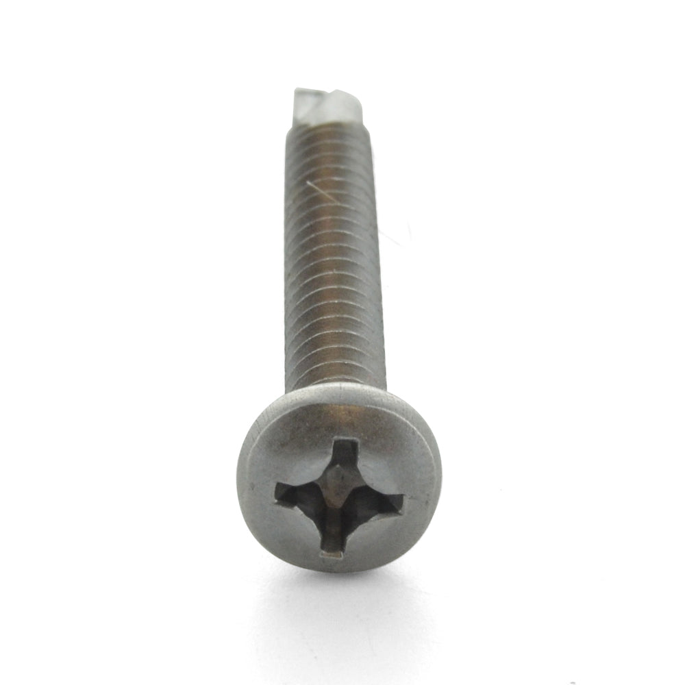 1/4 Inch x 2 Inch Plain 410 Stainless Steel #3 Point Pan Head Self-Drilling Tek Screw