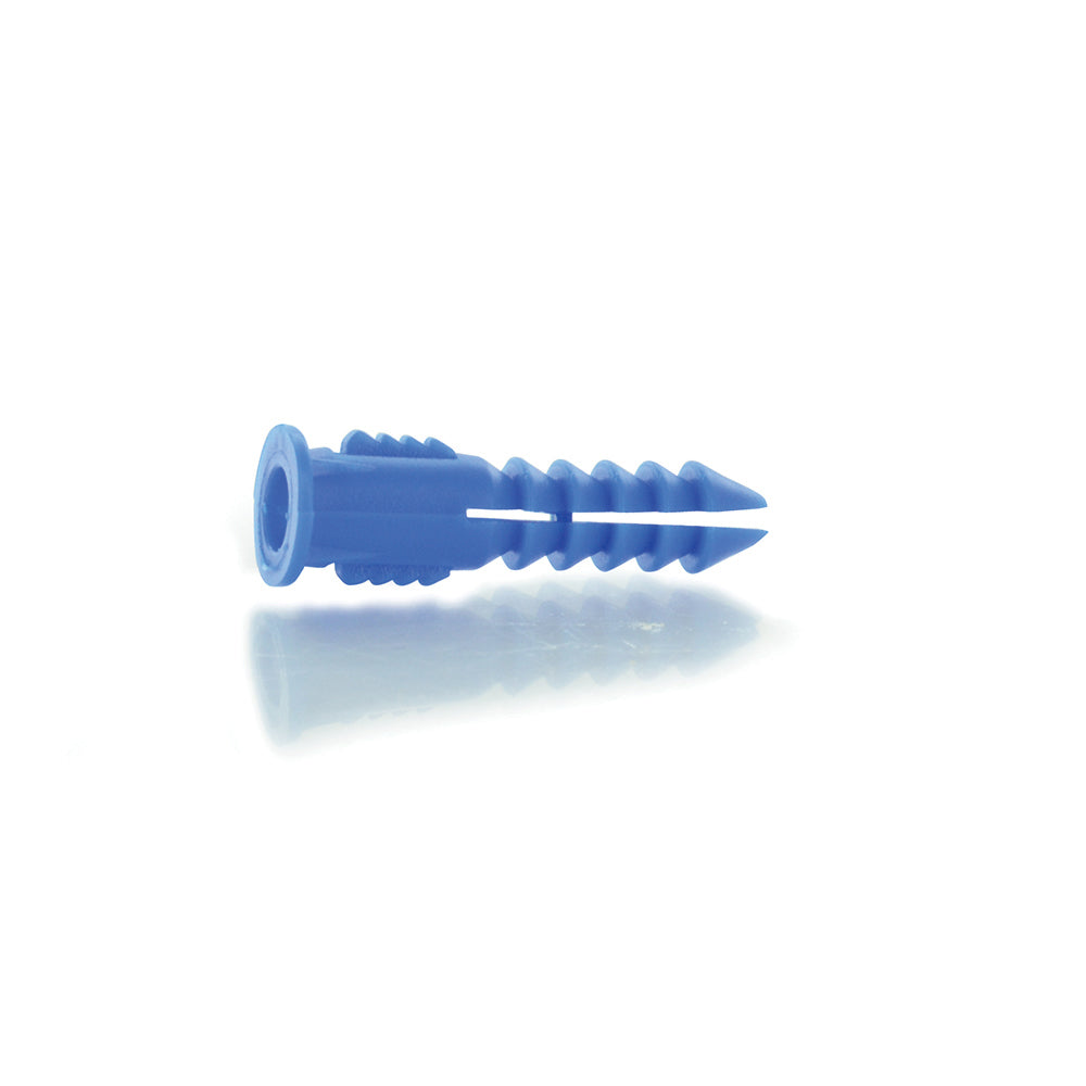 8-10-12 Blue Polyethylene Plastic Conical Ribbed Plug Anchor