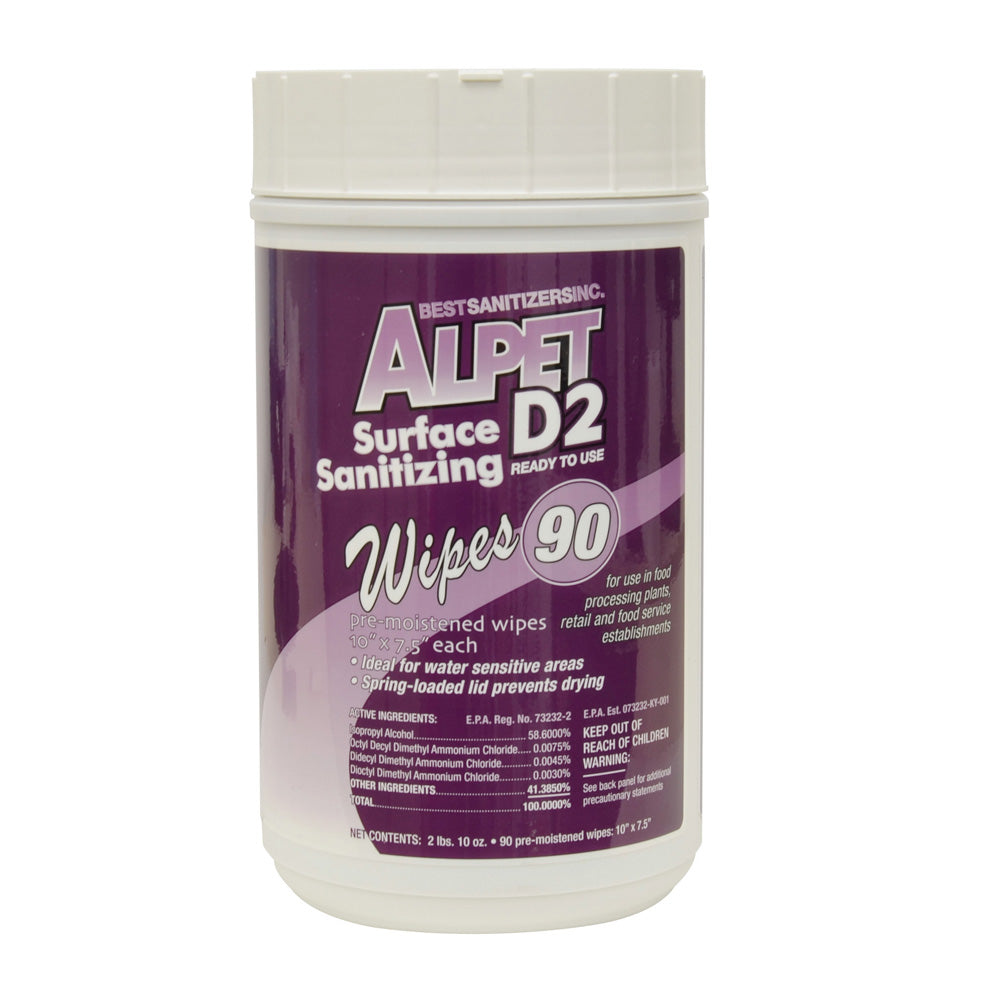 Alpet D2 Surface Sanitizer Wipes 90 Pre-Moistened Wipes