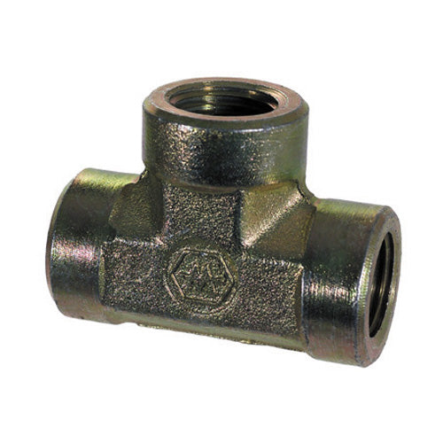 1/8 Inch 3000 psi Zinc Plated Yellow Dichromate Carbon Steel Pipe Tee