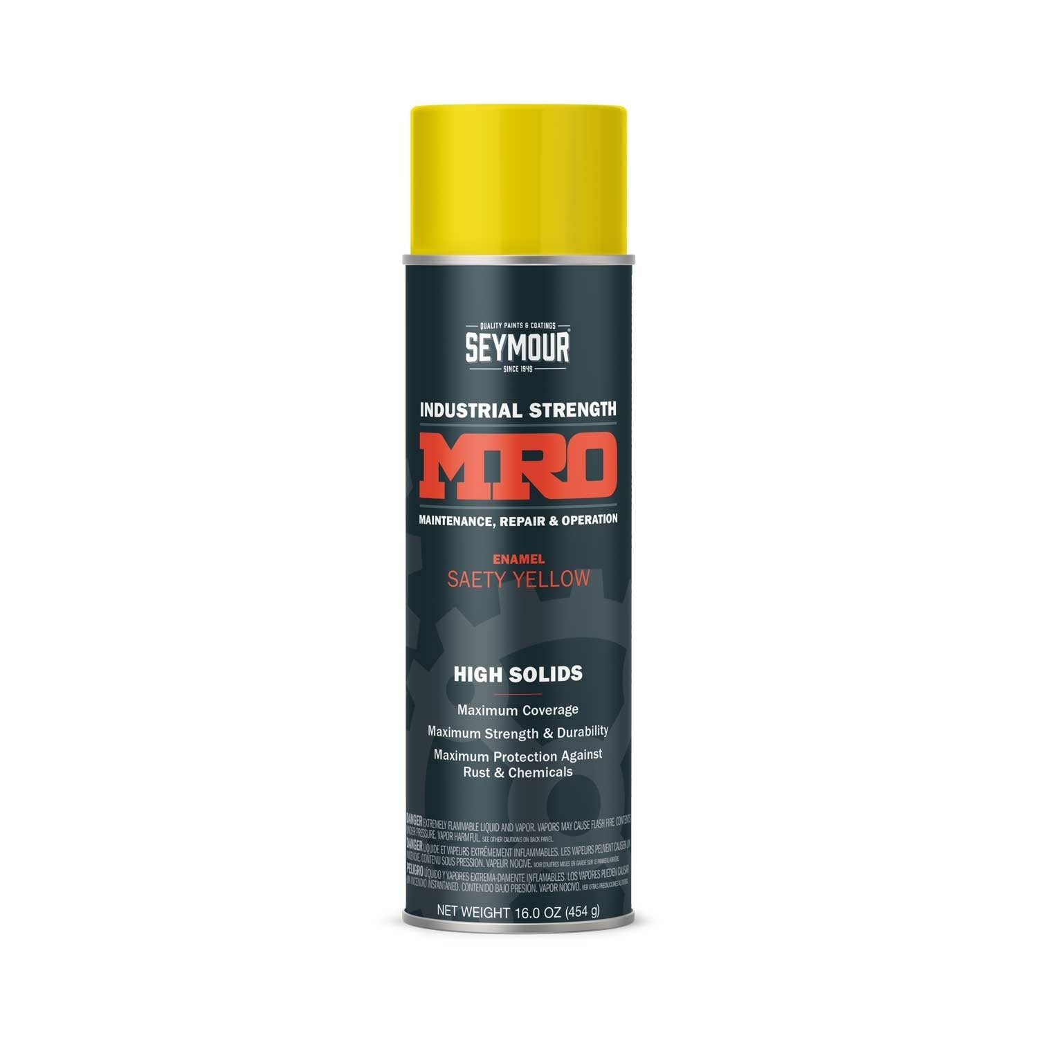 MRO Industrial High-Solids Spray Paint- Safety Yellow - 16 OZ. Net Fill Wt.