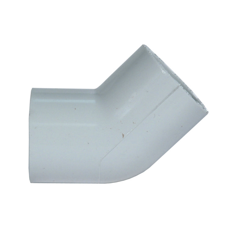 2 Inch Socket Sch 40 White Pvc 45 Degree Elbow
