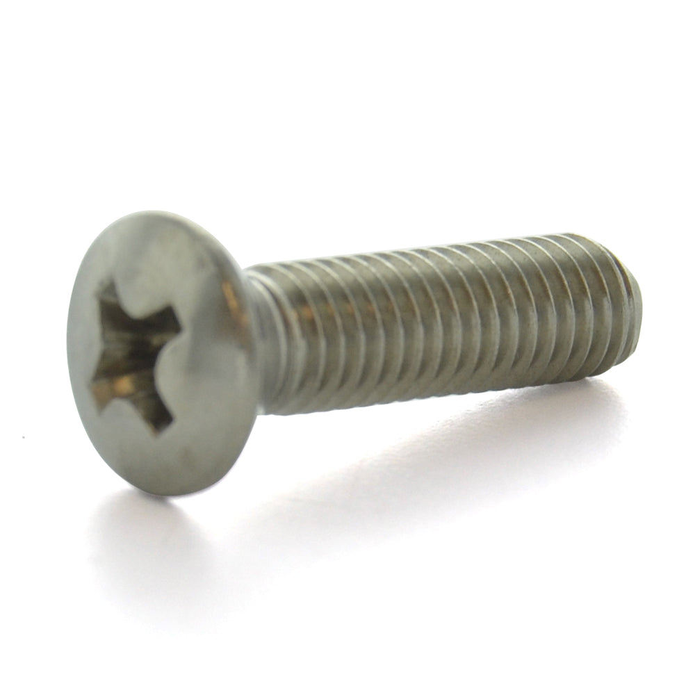 #8-32 x 1/2 Inch Coarse Plain 18-8 (A2) Stainless Steel #2 Phillips Drive Oval Countersunk Head Machine Screw