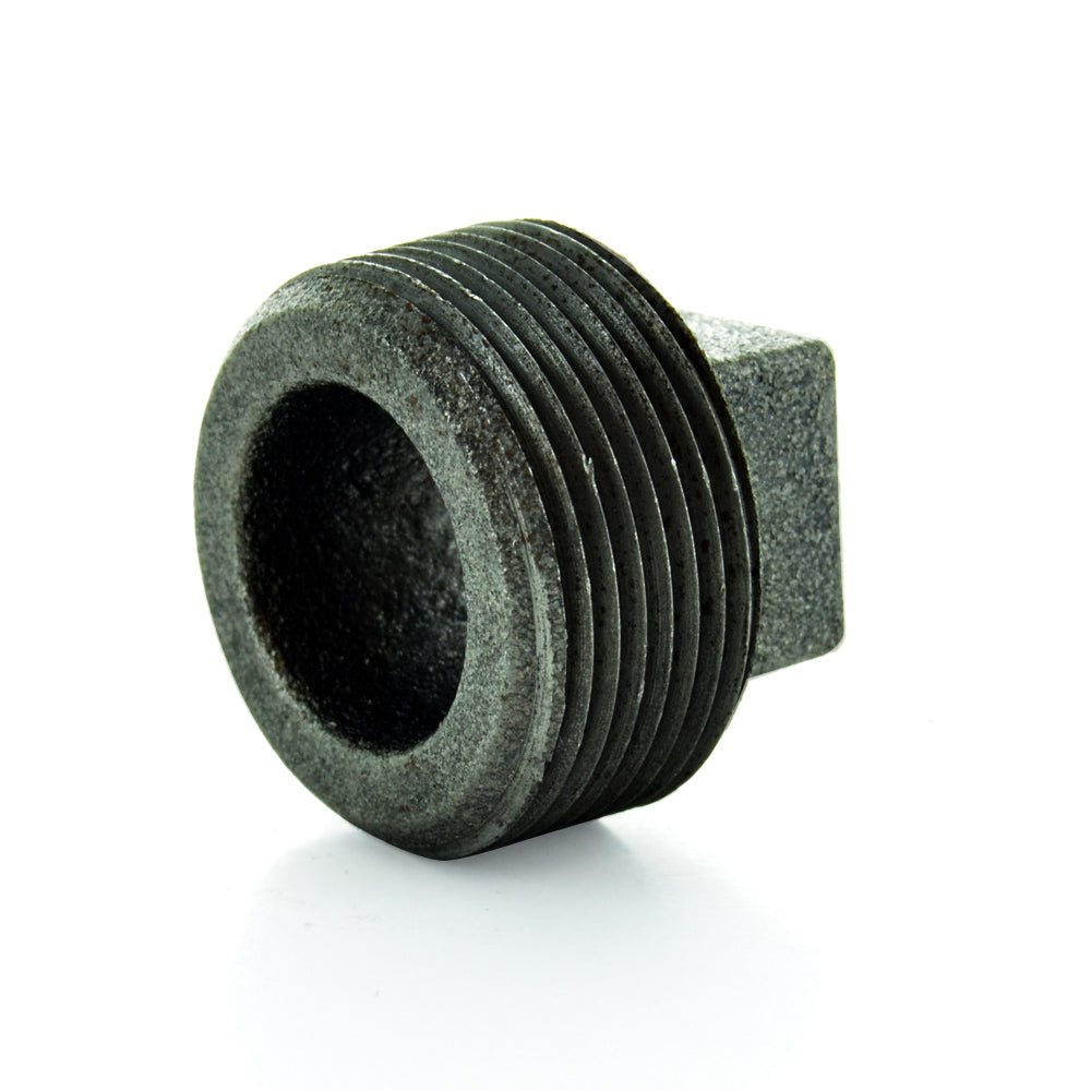 1-1/2" Schedule 40 Male NPT Black Welded Malleable Iron Square Head Pipe Plug USA