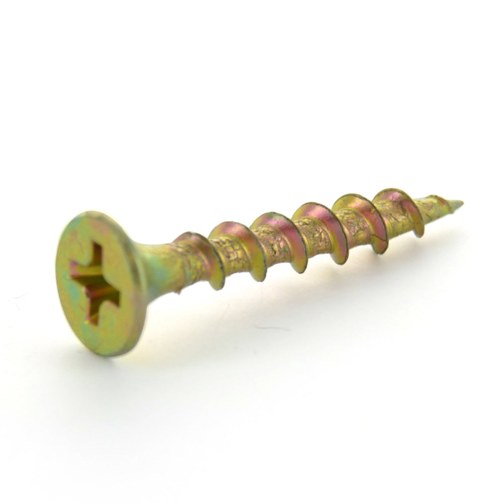 #6 x 1-5/8 Inch Coarse #2 Phillips Drive Bugle Head Yellow Zinc Heat Treated Steel Drywall Screw