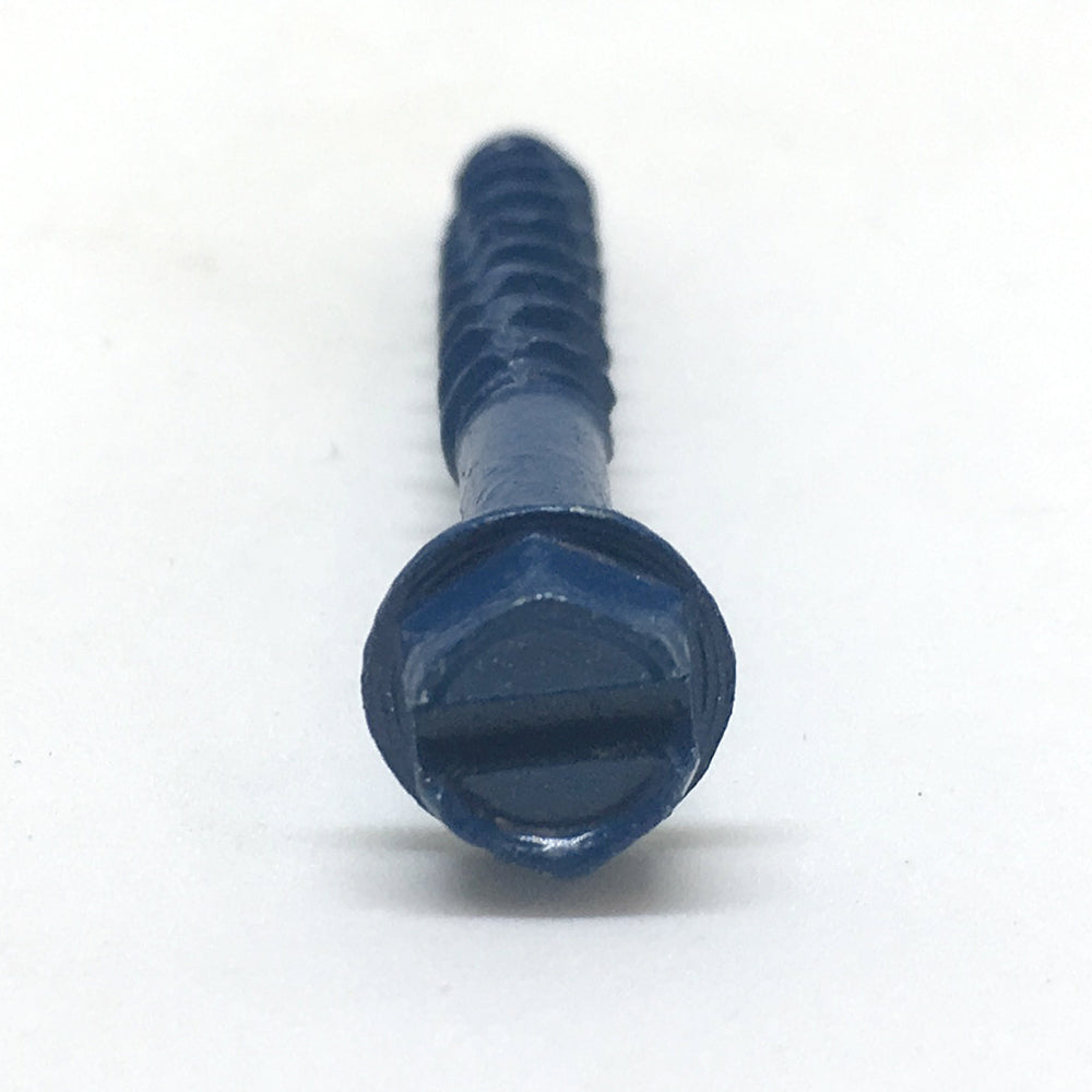 3/16 Inch x 1-3/4 Inch Slotted Hex Head Concrete Screw Anchor Blue Ceramic Coated Carbon Steel