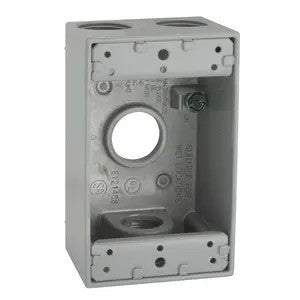 1-Gang Weatherproof Box- Four 3/4  in. Threaded Outlets- Gray