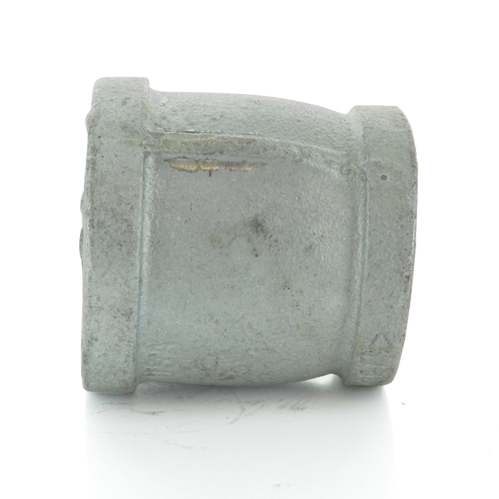 3/4" X 1/2" Schedule 40 Malleable Iron Welded Reducing Coupling Galvanized Made In USA