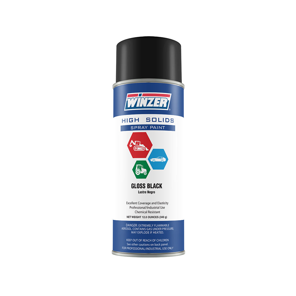 High Solids Gloss Black Spray Paint 12 oz Net Wt