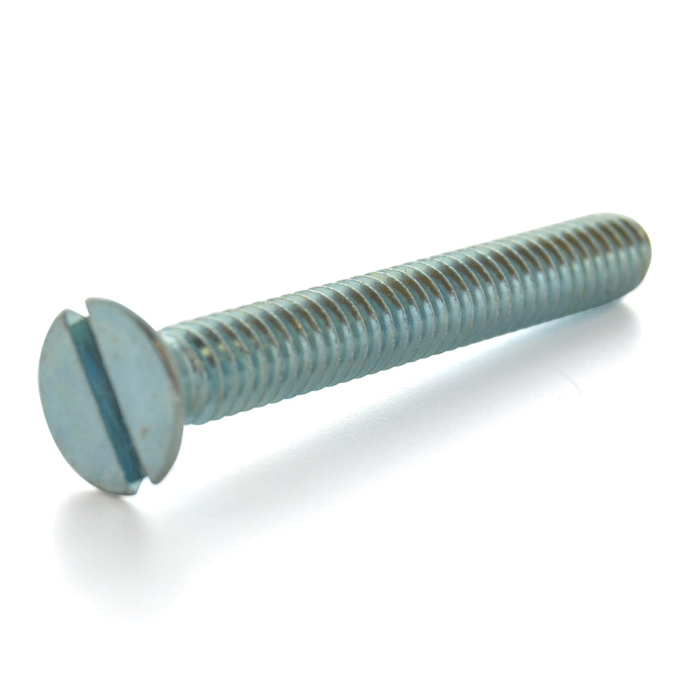 1/4-20 x 1-3/4 Inch Coarse Zinc Plated Steel Slotted Drive Flat Countersunk Head Machine Screw