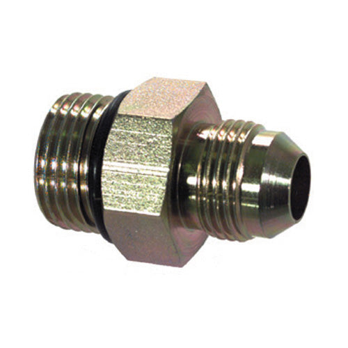 1-1/4 Inch x 1 Inch 3000 psi Zinc Plated Yellow Dichromate Carbon Steel Male Jic 37 Degree To Male Boss O-Ring Connector Male Boss O-Ring Adapter