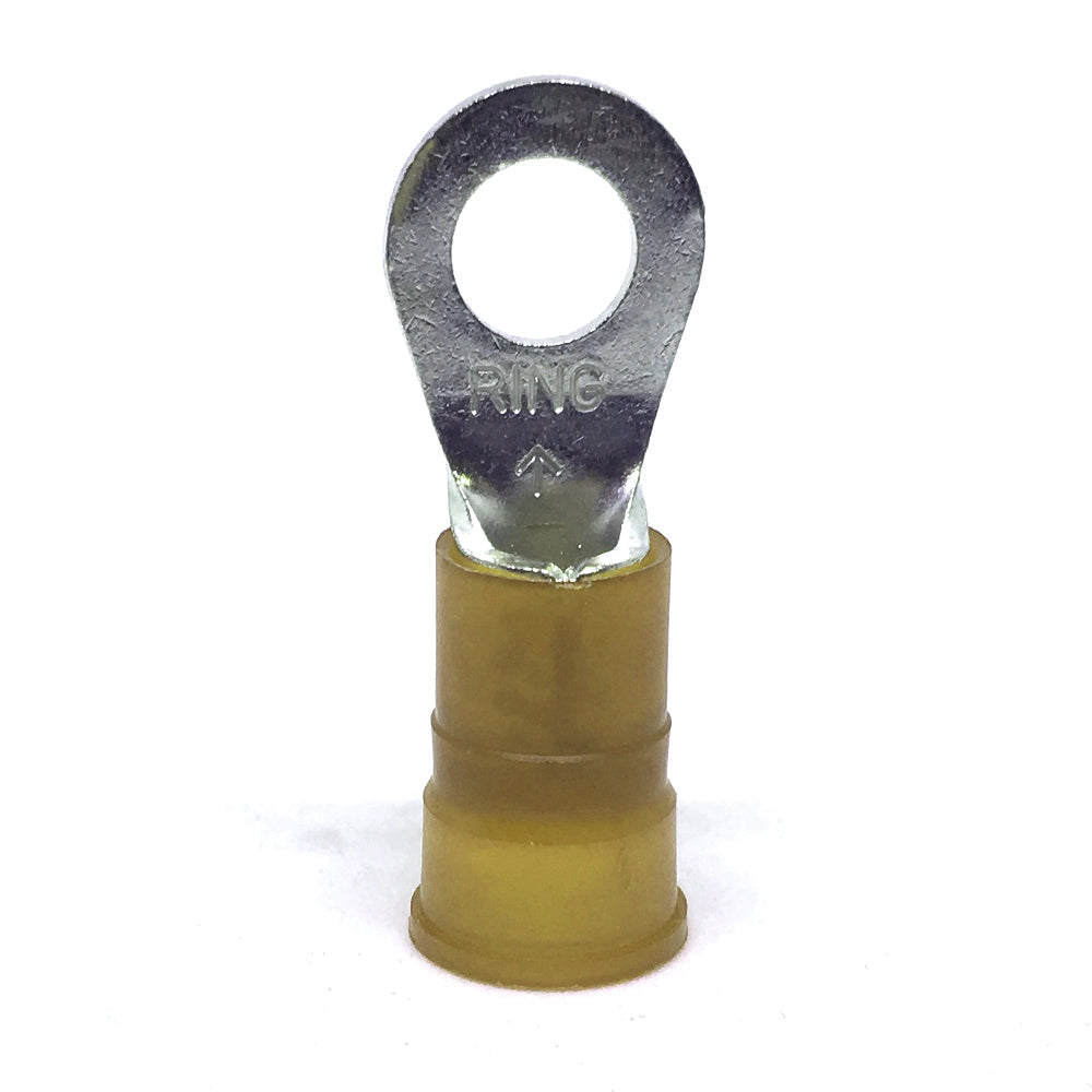 4 Gauge Nylon Insulated Ring Terminal Yellow 3/8 Inch Stud