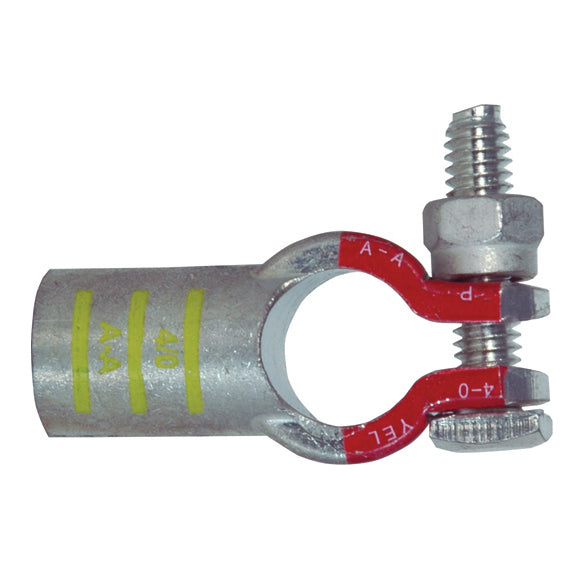 4/0 Awg Yellow A-A Electro-Tin Plated Solid Cast Copper Heavy Duty Positive Eco-MaxÂ® Straight Battery Terminal