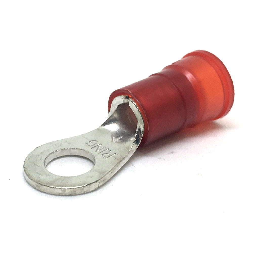 8 Gauge Nylon Insulated Ring Terminal Red #10 Stud